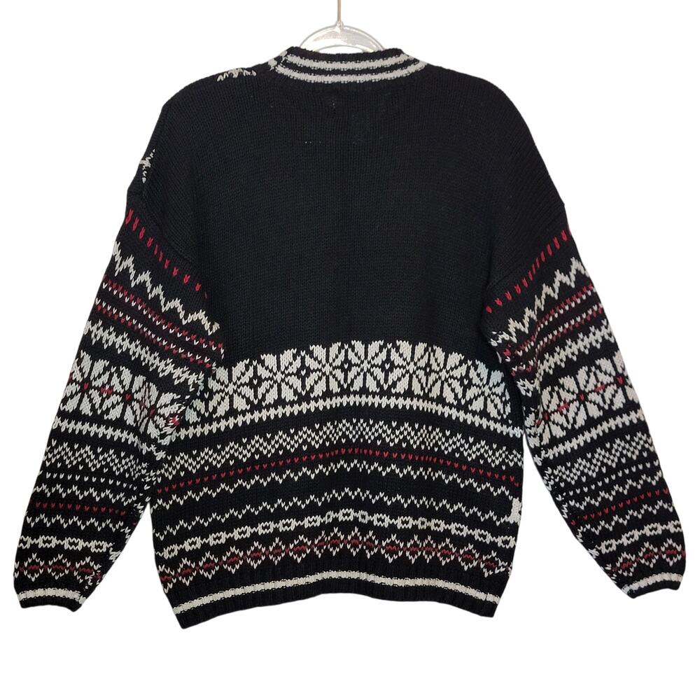 Heirloom Collectibles Vintage Fair Isle Nordic Crew Neck Sweater Black White M - Picture 8 of 13